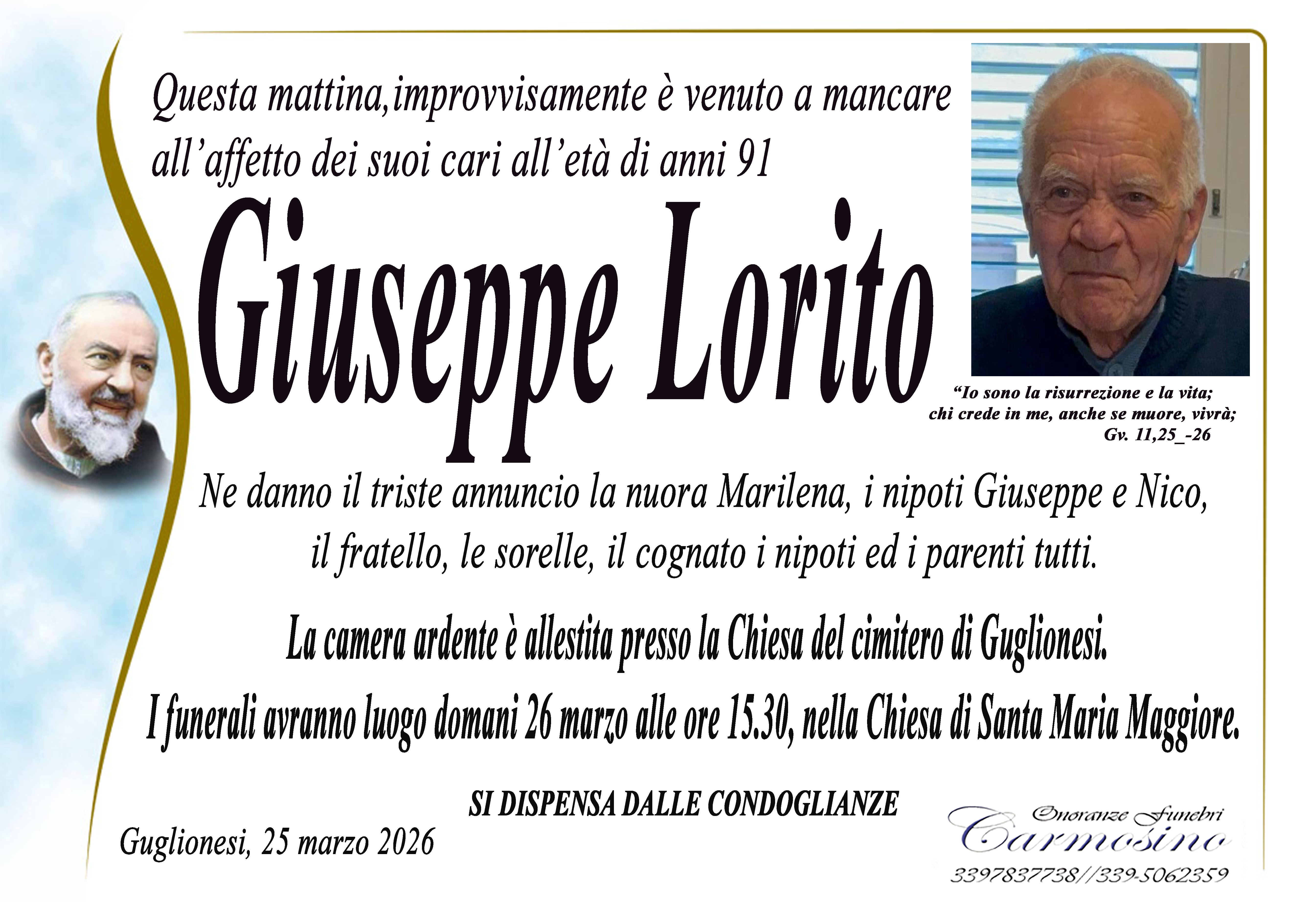 Necrologio Giuseppe Lorito